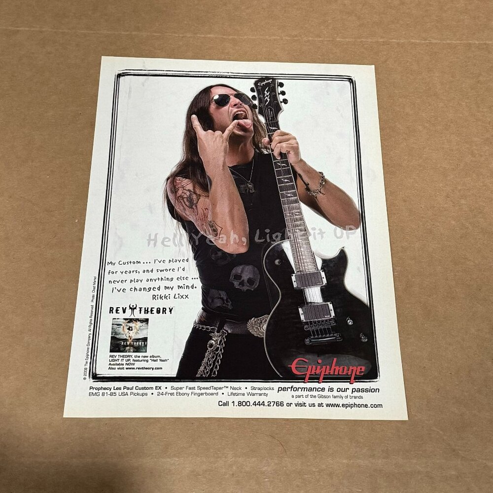 Rikki Lixx of Rev Theory - Epiphone Guitars - 2008 Print Advertisement
